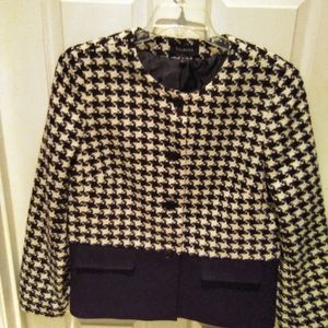 Talbots Women's Wool Houndstooth Jacket, Talbots, Size 14, Black and White